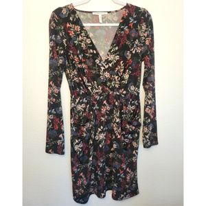 BCBGeneration Floral Black Long Sleeve Dress